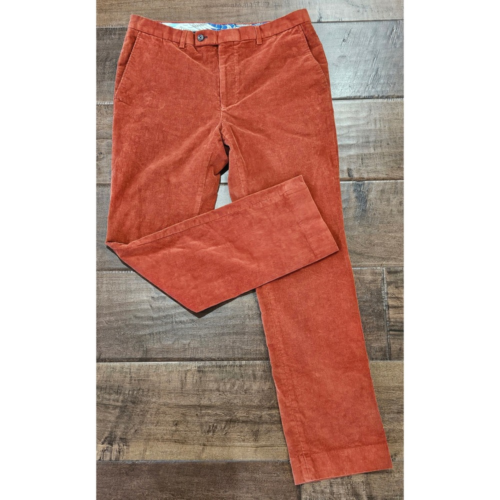 Earthy Preppy‎ Autumnal Slim Fit Corduroy Pants Rust Orange W32 L32